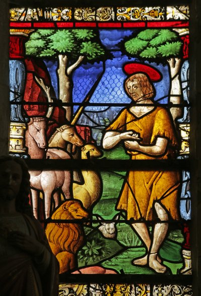 Window depicting Saint John the Baptist in the desert by French School